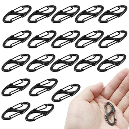 20 Pieces S Spring Snap Hook, Keychain Hook Metal Carabiner Clip, Double Snap Hook for Camping Fishing Hiking Outdoor Sports - style: 1.6"-Black