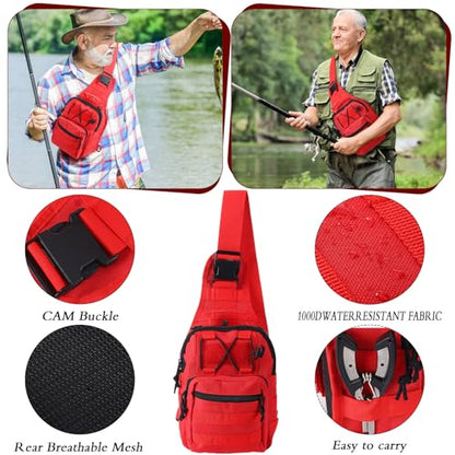 Sosation 134 Pcs Fishing Tool Fishing Tackle Box Kit and Equipment for Adults Beginner Gift, Hook Remover, Pliers Kit, Backpack Tackle Container Lures, Lip Gripper, Weigh Scale - color: Red