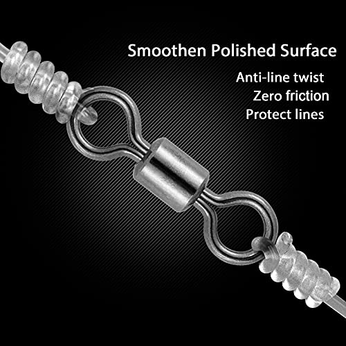 Dr.Fish Barrel Fishing Swivels, Available from #12-#12/0, Stainless Swivels Fishing Tackle Saltwater, Freshwater, Leader/Line/Lure Connector - size: #1/0(0.83")-132LB-40 Pack