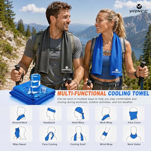 YQXCC 4 Pack Cooling Towels (47"x12"), Ice Cool Neck Towel, Soft Breathable Microfiber for Yoga, Golf, Gym, Running, Camping & Hot Weather - color: Dark Gray 4 Packs