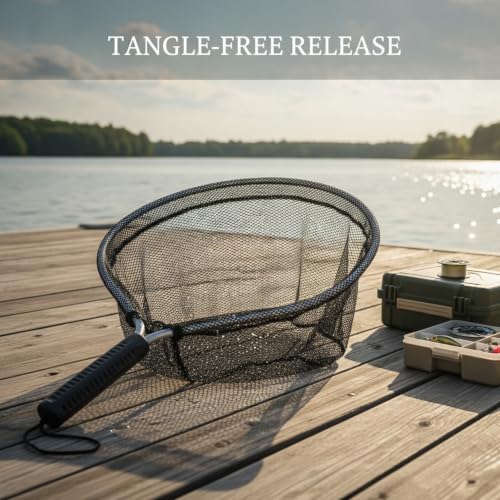 Rubber Mesh Landing Net Head Replacement, Aluminum Alloy Frame for Freshwater Fishing, Smooth Surface Design (1 Pack) - size: 11.81 x 11.81 x 11.81"