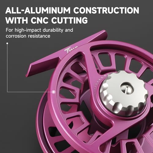 Maxcatch Tino Fly Fishing Reel, Large Arbor All Aluminum with CNC Cutting Trout Fly Reels, 3/4 5/6 7/8wt - color: Reel with Line Pre-loaded (Purple), size: 7/8wt