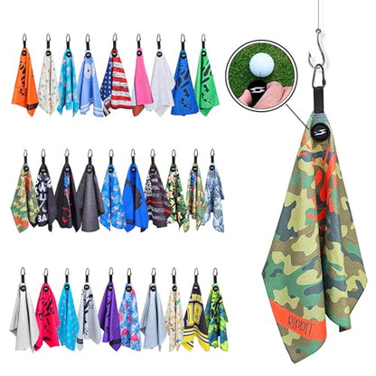Rippit Magnetic Waffle Golf Towel – Large 16"x24" Microfiber Golf Club Ball Magnet Clip to Hang on Bag Cart Strong Premium Strength Ultra Absorbent Gear Men Gift (Rippit Camo) - color: Rippit Camo