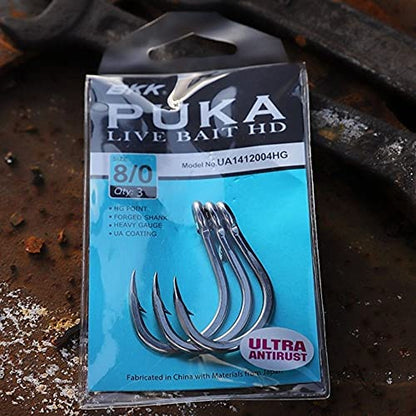 BKK PUKA Livebait HD Hook | 5X | Saltwater Ultra-Antirust Coating | Hand Ground Point | Forged Shank - size: 1/0#
