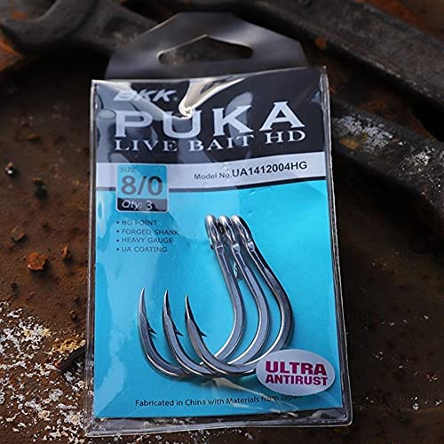 BKK PUKA Livebait HD Hook | 5X | Saltwater Ultra-Antirust Coating | Hand Ground Point | Forged Shank - size: 5/0#