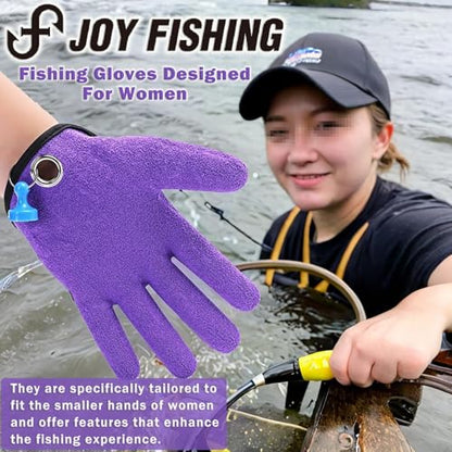 Fishing Gloves with Magnet Release - Non-Slip, Professional, Puncture Proof, Fish Handling - color: Left and right