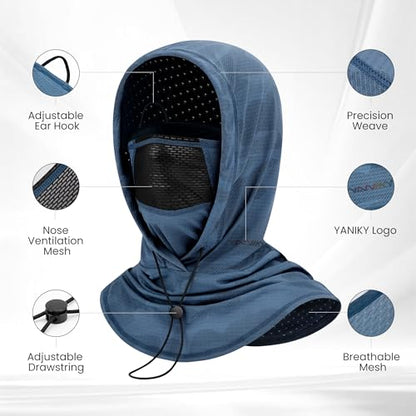 YANIKY Summer Cooling Balaclava with Breathable Holes, Sun UV Protection Face Mask for Running, Cycling, Fishing, Men & Women - color: 3-pack: Black, White, Blue