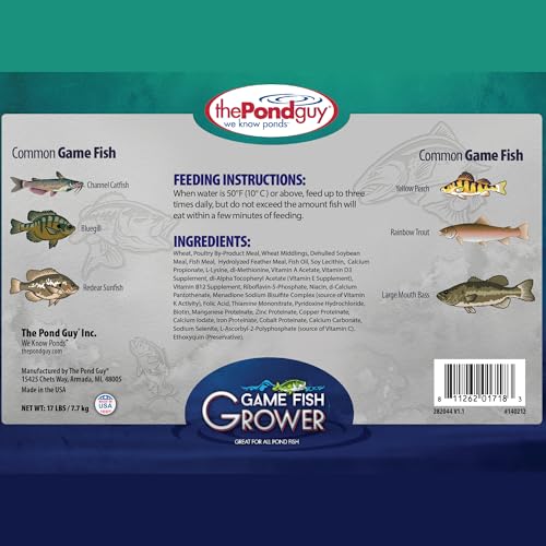 The Pond Guy Game Fish Grower Floating Pellet Food, 17 lbs | Complete aquatic nutrition for bass, trout, & catfish in freshwater ponds & lakes with balanced daily feeding