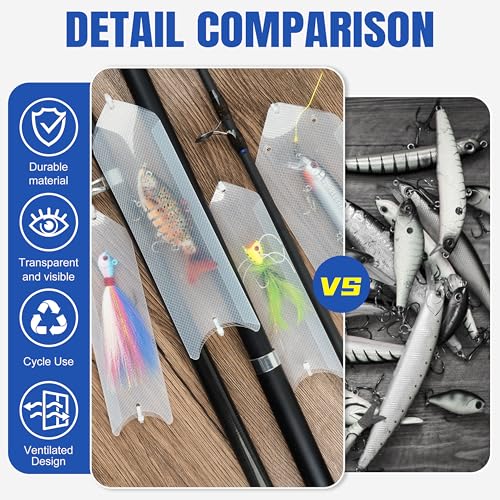 SILANON Fishing Lure Sleeves Wraps 10pcs Durable Clear Lure Sleeves Covers with Nylon Cable Ties Keep Fishing Safe Fishing Hook Covers Bait Storage Protector Easily See Lures for Fishing Rod - size: 10pcs-Medium(8.27in*2.36in)