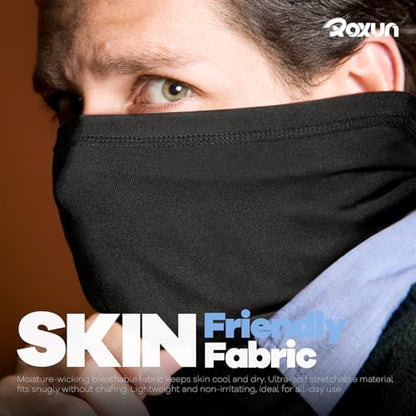 ROXUN Neck Gaiter, 4 Pack Summer Cooling Breathable Face Mask for Outdoors | Stretch Moisture Wicking, UPF 50, Wind Dust UV Protection, Unsiex - color: 2 Black+2 White