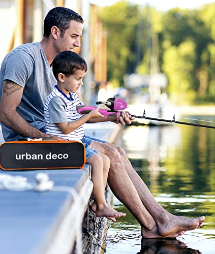 Urban Deco Kids Fishing Pole Set Portable Telescopic Kids Fishing Rod and Reel Combo Kit with Tackle Box for Beginners, Boys,Girls,Youth,Children - color: Pink