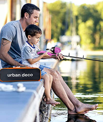 Urban Deco Kids Fishing Pole Set Portable Telescopic Kids Fishing Rod and Reel Combo Kit with Tackle Box for Beginners, Boys,Girls,Youth,Children - color: Pink