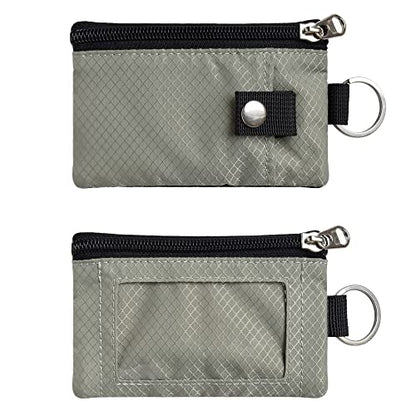 CHENSPRX Minimalist RFID Blocking Small Wallet with ID Window,WaterResistant Zip Id Case Wallet with Lanyard Keychain for Cards,Cash,Travel,Women,Men - color: Grey