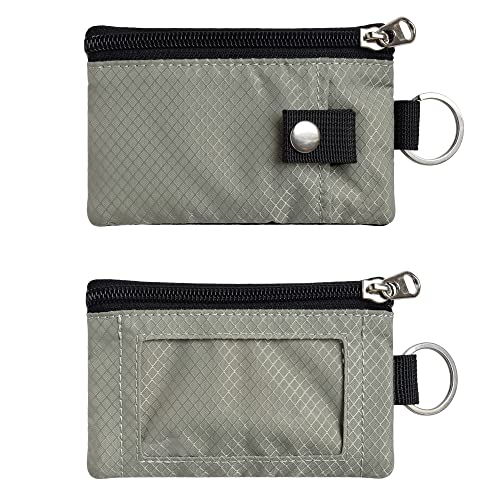CHENSPRX Minimalist RFID Blocking Small Wallet with ID Window,WaterResistant Zip Id Case Wallet with Lanyard Keychain for Cards,Cash,Travel,Women,Men - color: Grey