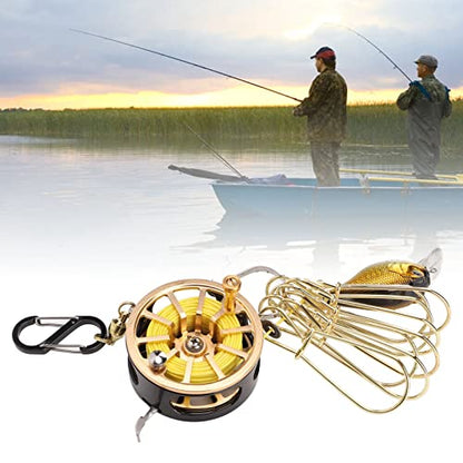 Dilwe Live Fish Lock, Live Fish Lock Golden Stainless Steel Lock Buckle Telescopic Portable Fishing Chain Stringer for Boat Fishing