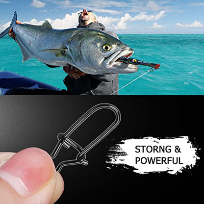 AMYSPORTS High Strength Fishing Snap Clip Duo Lock Snap Swivel Stainless Quick Change Fishing Snaps Solid Black Nickel 26lb-220lb - size: Size3（66lb）100pcs