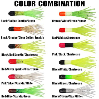Crappie Jigs Kit with Tube Baits, 120pcs Soft Plastic Crappie Lures (12 Colors) & 10 Jig Heads for Panfish & Trout Fishing - color: Tri-Color Tube Collection Kit 130-Piece
