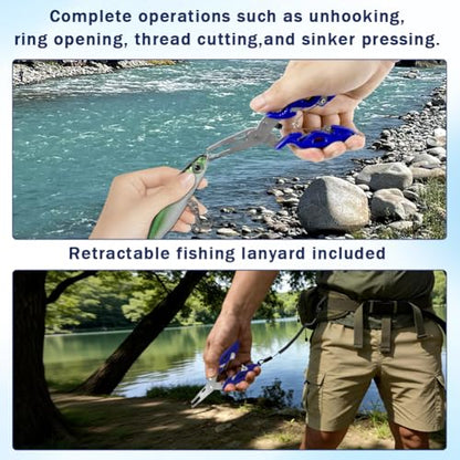 zxbaers 2PCS Magnetic Fly Threader & Knot Tying Tool, Fly Fishing Hook Threader with Curved Lure Pliers and Gloves, Knot Assist for Threading Hooks, Works with Most Hooks, tippets, and Fly Styles