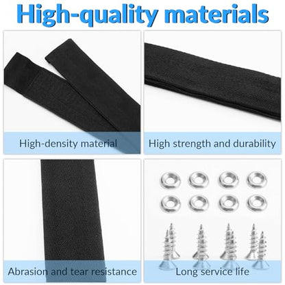 12760-7 Boat Deck Fishing Rod Holder Straps Set for Up to 5 Rods,Fishing Rod Saver Straps Tie Downs for Boat Deck,10 Inch Handle Strap,6 Inch Rod Tip Strap, Fishing Boat Accessories,Black