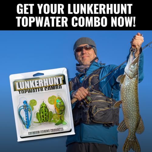 Lunkerhunt TOPCOM01 Topwater Combo – Assortment | Dragonfly, Lunker Frog, & Prop Fish | Durable Fishing Lures