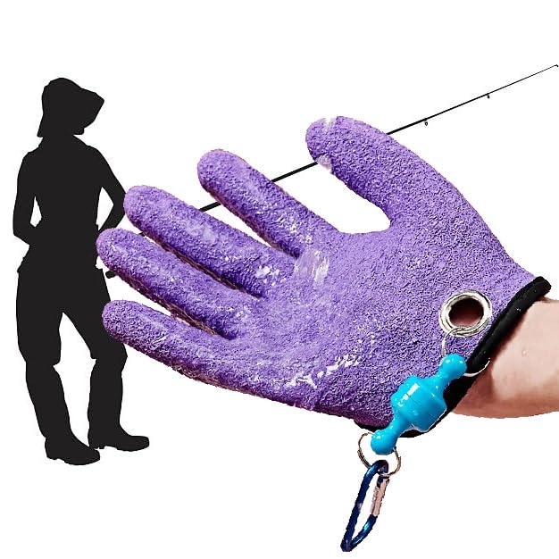 Fishing Gloves with Magnet Release - Non-Slip, Professional, Puncture Proof, Fish Handling - color: Right hand