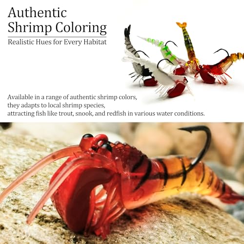 Soft Fishing Lures Shad Minnow Swimbaits, Pre-Rigged Jig Heads Paddle Tail Swim Baits for Bass, Trout, Walleye, Crappie, Sinking Jigs Bait for Saltwater Freshwater, Fishing Gifts for Men - color: C4-10 Pcs Soft Shrimp Swimbait