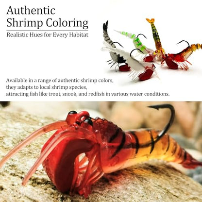 Soft Fishing Lures Shad Minnow Swimbaits, Pre-Rigged Jig Heads Paddle Tail Swim Baits for Bass, Trout, Walleye, Crappie, Sinking Jigs Bait for Saltwater Freshwater, Fishing Gifts for Men - color: C4-10 Pcs Soft Shrimp Swimbait