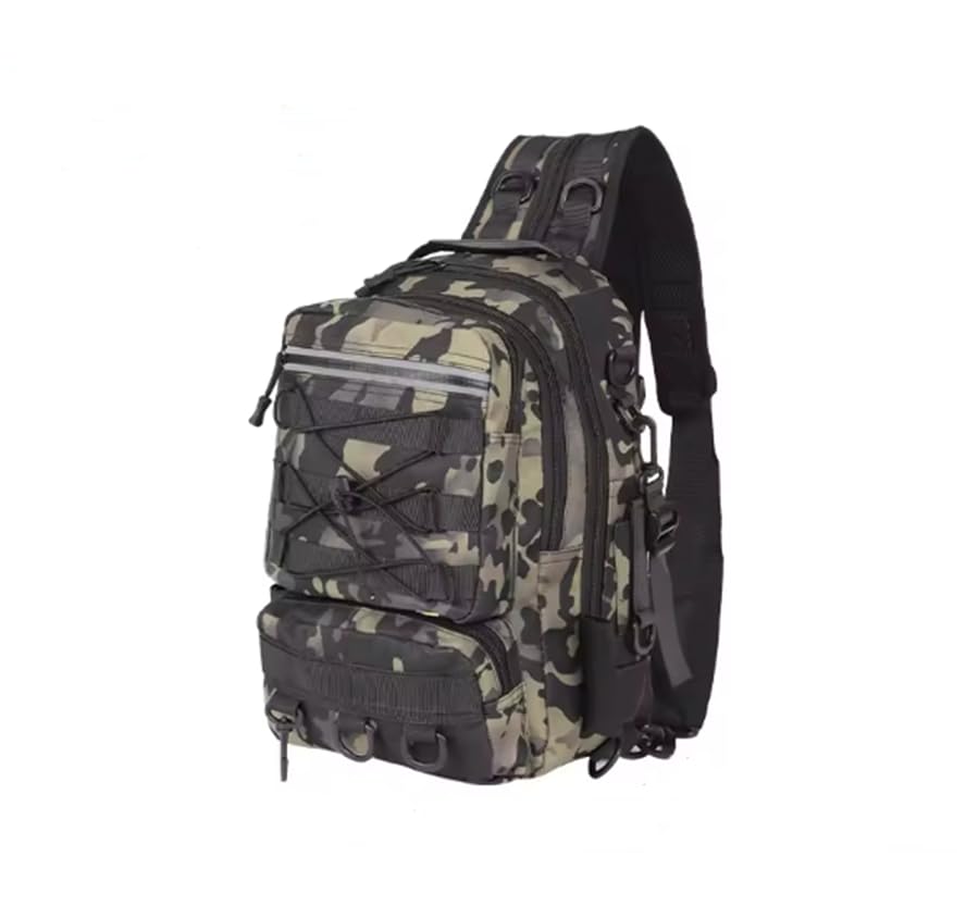 Fishing Backpack with Rod Holders Water-Resistant Fishing Tackle Bag Store Lure Organizer Storage Camouflage Bag(green) - color: Green