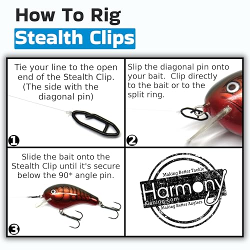 Harmony Fishing Stealth Clips (25 Pack) [Black Stainless] (Ultra-Strong, Fast-Swapping Universal Power Snaps for Fishing Lures) - size: 15mm (40# Test)