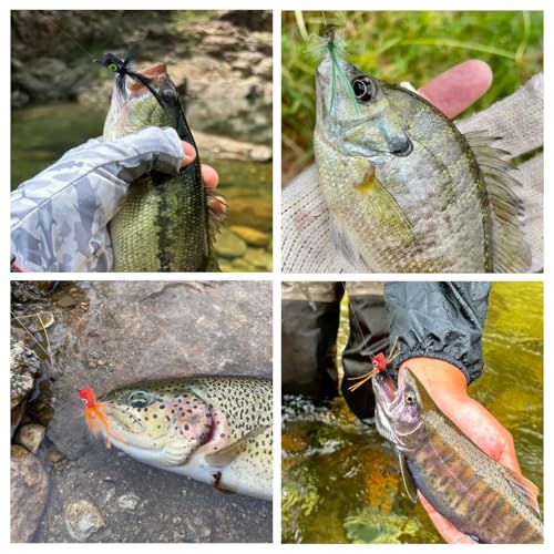Goture Fly Fishing Poppers Lures, Topwater Popper Flies Bugs Lure, Fly Fish Poppers Fishing Lures Kit, Dry Flies for Panfish Bluegill Crappie Sunfish Bass Trout Salmon - color: A1:34pcs Popper Flies
