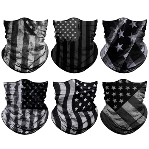 Neck Gaiter for Men Women Headwear Bandana Head Wrap Face Scarf Mask Cover Warmer Balaclava-Seamless & Versatile - color: A-6pcs-flag 3