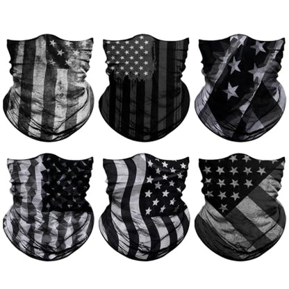 Neck Gaiter for Men Women Headwear Bandana Head Wrap Face Scarf Mask Cover Warmer Balaclava-Seamless & Versatile - color: A-6pcs-flag 3