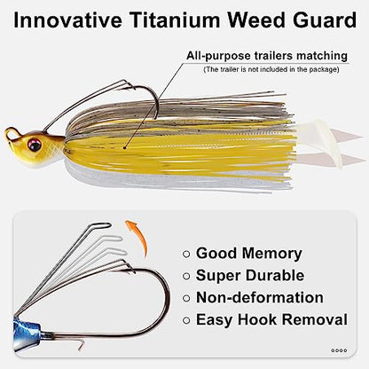 TRUSCEND Jigs Fishing Lures with Ultra Smooth Teflon Hook, Tour Grade Titanium Weed Guard Swim Jigs, Valuable Weedless Skirted Jig, Well-Made Lures for Crappie Bass Trout, Freshwater Fishing Gear - color: A2-1/2oz