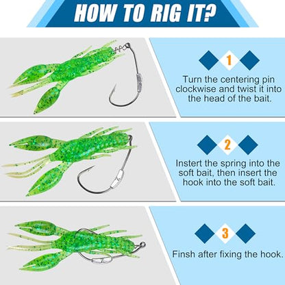 Weighted Swimbait Hooks,10pcs Jig Heads with Twistlock Weighted Soft Plastic Worm Fishing Hooks for Bass Fishing Saltwater Freshwater - size: 5 Sizes Mixed-26pcs