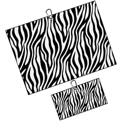 Zebra Stripes Golf Towel for Golf Bags Carts Zebras Print Golf Towels with Clip Black White Stripe Waffle Towels Pinto Cleaning Cloth 2 Packs for Men Golfer Accessories, Birthday Present - color: Black