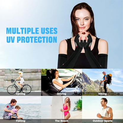 UV Protection Gloves - Non Slip Sunblock Gloves for Summer Outdoor Fishing & Driving - color: Black Gray