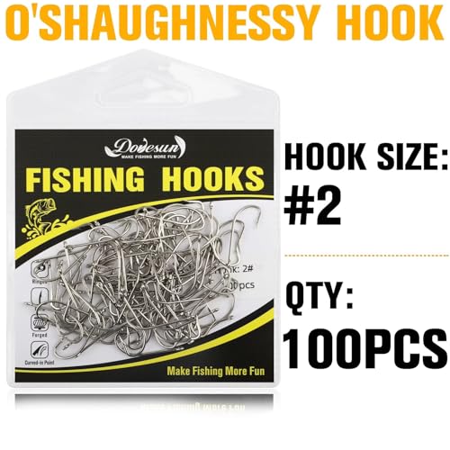 Dovesun Fishing Hooks Saltwater O'Shaughnessy Fishing Hooks 100/80/70/60/50pcs Stainless Steel Forged J Hooks Trolling Sea Bass Striper Cod Bluefish Striped Bass 1# 2# 4# 6# 1/0-8/0 - color: Size:2#*100PCS