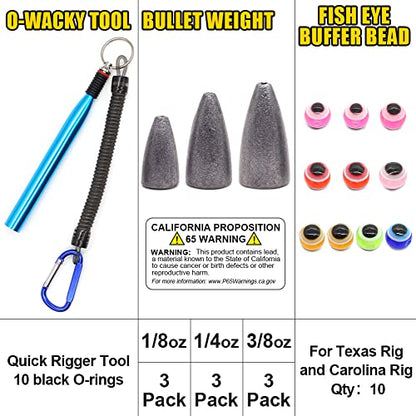 Wacky-Worms-Bass-Fishing-Lure-Kit-Wacky-Rig-Worms-Soft-Plastic-Stick-Baits3 4" 5" 6 inch - color: 80-Piece Supper Wacky Worm Kit