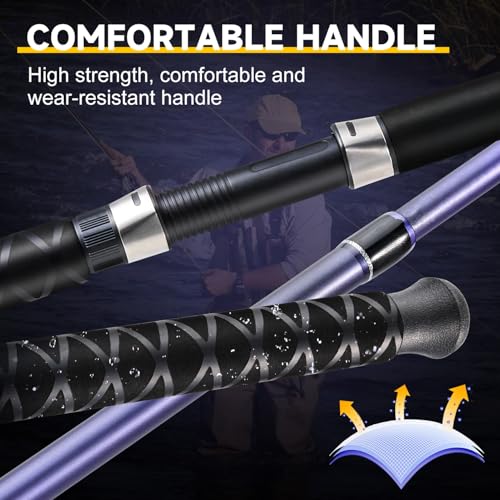 Sougayilang Spinning Rods, Strong Carbon&Glass Composite Fishing Pole with Stainless Steel Line Guides for Catfish- 7'0" - color: Purple-1Pack