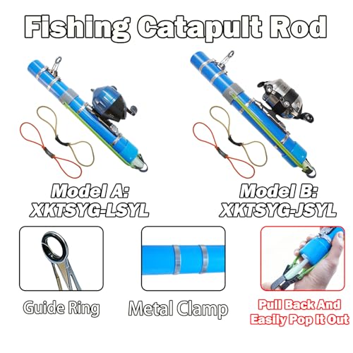 Upgraded Portable Fishing Catapult Rod with Reel, Durable & Lightweight Telescopic Lure & Bait Launcher for Saltwater & Freshwater, - size: XKTSYG-LSYL