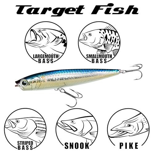 LUCKY CRAFT Gunfish 95NF Top Water Bass Fishing Lures, 4” Floating Lure with Cupped Mouth, Freshwater Trout and Bass Lures Fishing Gear, Accessories for Tackle Box - color: 352 Lens Aurora Black