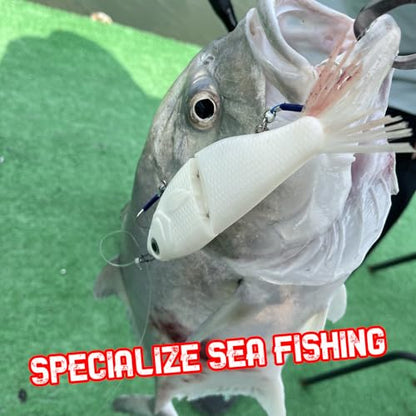 HADORAM Lure Slow Sinking Glide Bait with Fur Tail Lifelike Fishing Tackle for Trout Shad Bass Musky - color: Color White