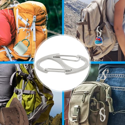 20 Pieces S Spring Snap Hook, Keychain Hook Metal Carabiner Clip, Double Snap Hook for Camping Fishing Hiking Outdoor Sports - style: 1.6"-Silver