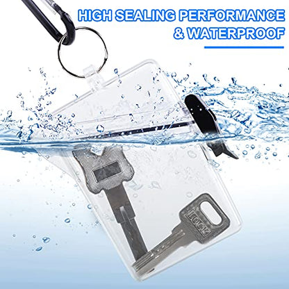 URATOT 4 Pack Waterproof Badge Holder Clear Safe Waterproof Card Holder with Lanyard for Cards, Coin and Money Heavy Duty Durable Locker Dry Box