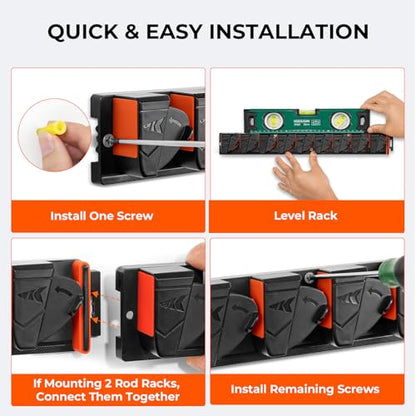 KastKing GravityLock V8 Multifunction Fishing Rod Holder, Wall Mounted Fishing Rod Rack, Holds 8 Fishing Rods or Combos, One Adjustable Clip, Patented Built-in Line Spooler & Cutter, Heavy-Duty Grip - style: A:V8 (Store 8 Combos With Line Spooler) – 1 Pac