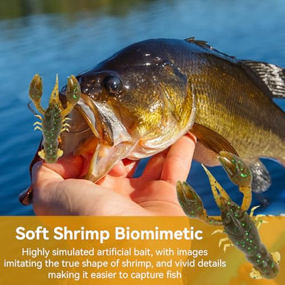 HERCHR Soft Fishing Lure Crawfish Bait Shrimp Lobster Claw Artificial Lure 10pcs Soft Lure Baits - color: GREEN
