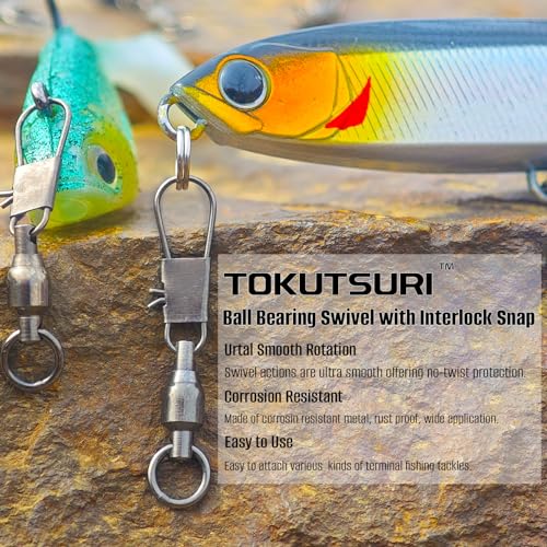 Ball Bearing Snap Swivels Fishing Saltwater Freshwater Snap Swivels Fishing Tackle Swivel with Interlock Snap Clips Stainless Steel Black - size: #3 (33Lbs) 25Pcs