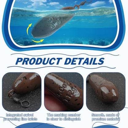 Carp Fishing Weight Sinkers,Coated Tapered Flat Pear Carp Fishing Sinkers with Rolling Swivel Carp Coarse Fishing Gear Tackle 2oz 2.5oz 3oz 3.5oz 4oz - size: 3.5oz-4pcs, style: Water Drop Shape