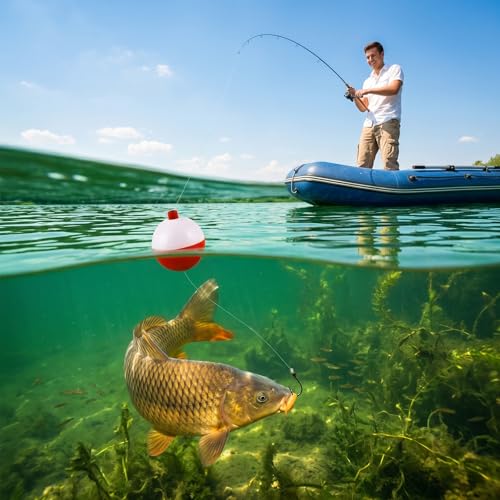 Coopay Fishing Bobbers 30Pcs-50Pcs/Lot Hard ABS Fishing Floats Set Snap on Float Red/White Bobbers Push Button Round Buoy Tackle Accessories - style: 2inch-30pcs