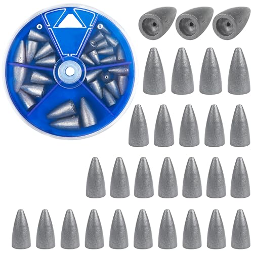Bullet Fishing Sinkers Weights Slip Sinkers Kit- 29/83Pcs Fishing Worm Weights Assorted Set for Bass Fishing Saltwater - style: 29pcs Kit